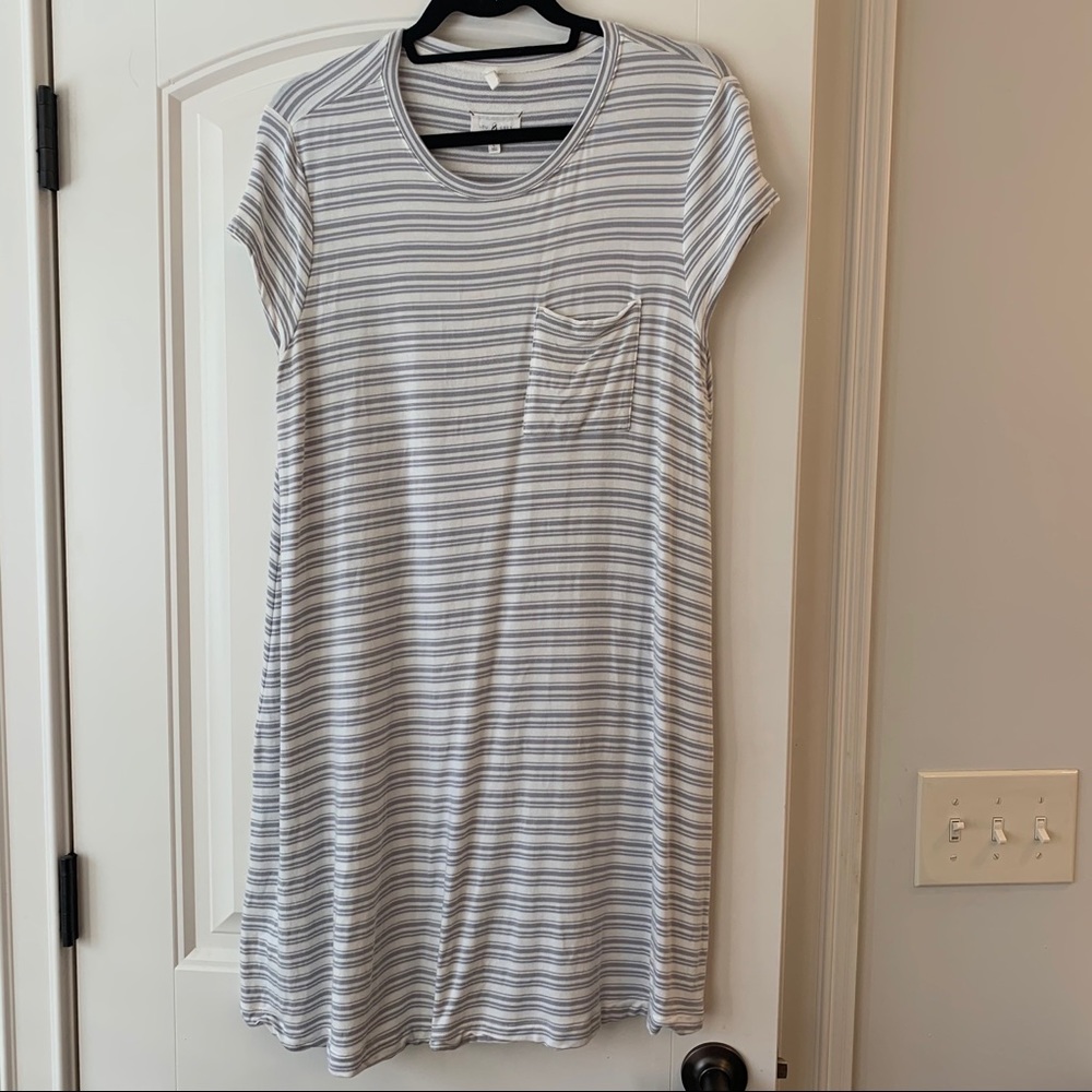 SOFTEST grey and white stripe swing dress